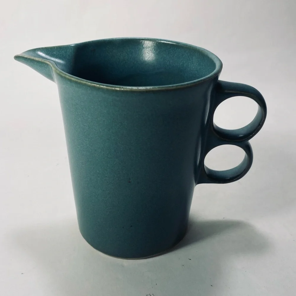 Bennington Potters Trigger Teal Creamer Double Handle Mid-Century Modern 1394 - Picture 2 of 13